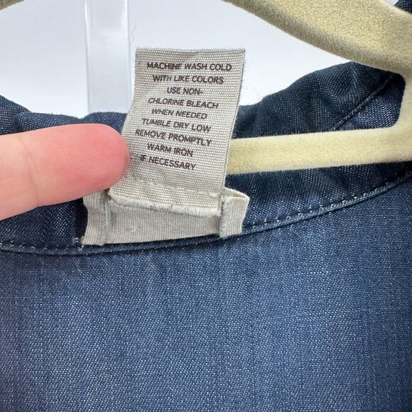 Andrea Jovine Dark Wash Denim Dress Womens US M Blue AJ Split V-neck Mini Short - Picture 5 of 6